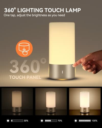 360-degree lighting touch lamp with adjustable brightness levels