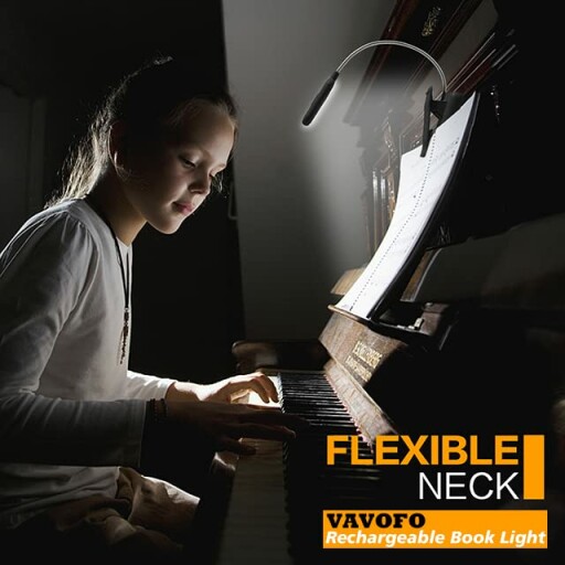 VAVOFO Rechargeable Reading Light with flexible neck and adjustable positioning.