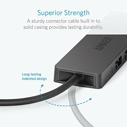 Anker connector cable with solid casing and indented design for durability.