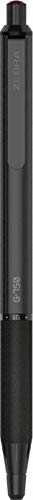 Black ballpoint pen with textured grip.