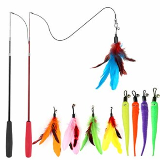 Cat Feather Toy, Retractable Cat Toys Wand