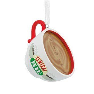 Central Perk coffee cup ornament with Friends theme.