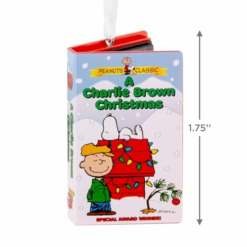 A Charlie Brown Christmas ornament with Snoopy and Charlie Brown.