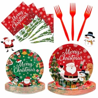 Merry Christmas Plates and Napkins Set
