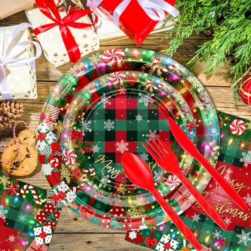 Avezano Christmas Paper Plates and Napkins