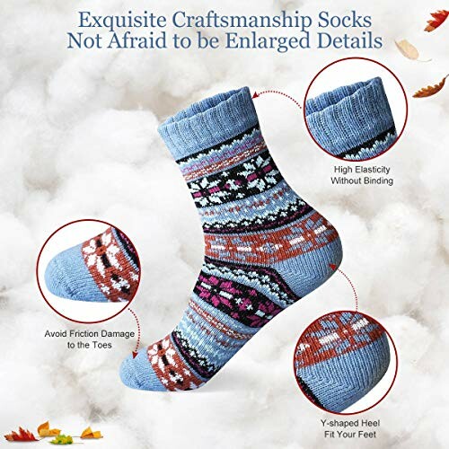 Colorful sock with detailed craftsmanship and features.