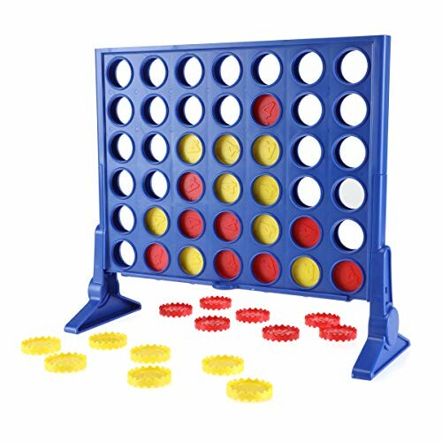 Classic Connect 4 game with blue board and red and yellow discs.