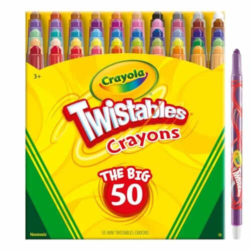 Crayola Twistables Crayons 50 pack, colorful art supplies.