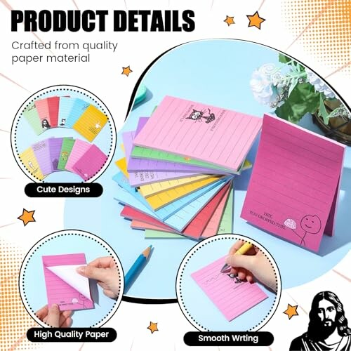 Colorful notebooks with cute designs and smooth writing paper.