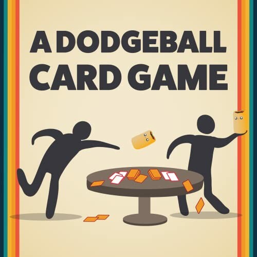 Illustrated dodgeball card game with figures and table