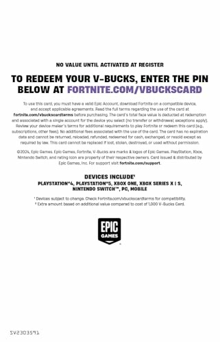 Instructions for redeeming V-Bucks on Fortnite via Epic Games.