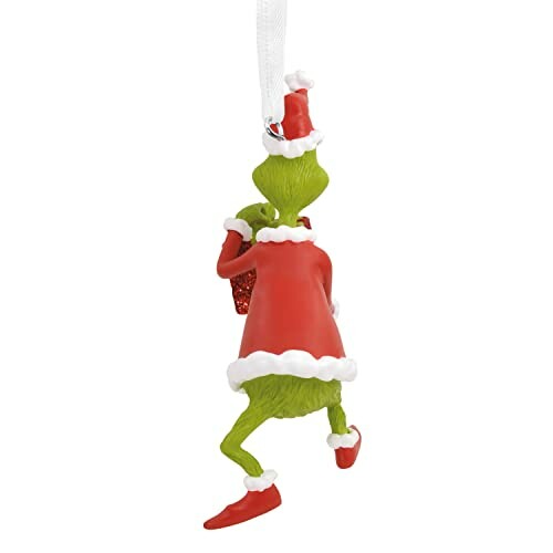 Grinch in Santa outfit Christmas ornament