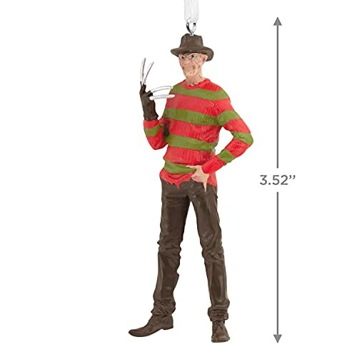 Horror movie character ornament with clawed glove and striped sweater.
