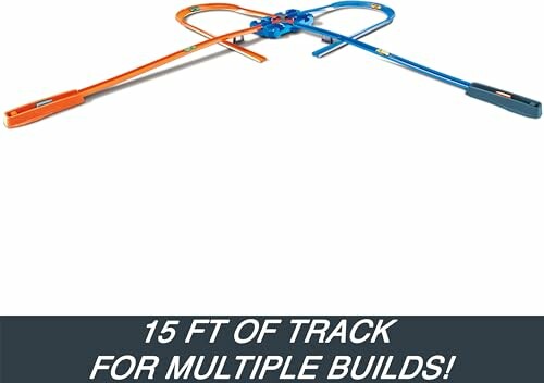 Hot Wheels track set with 15 ft of track for multiple builds, perfect for creating exciting racing scenarios.