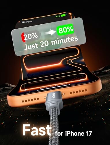 iPhone 17 fast charging from 20% to 80% in 20 minutes.