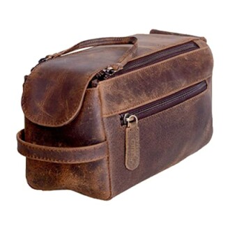 KomalC Premium Buffalo Leather Toiletry Bag