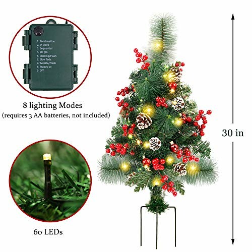 Mini LED Christmas tree with 8 lighting modes and 60 LEDs.
