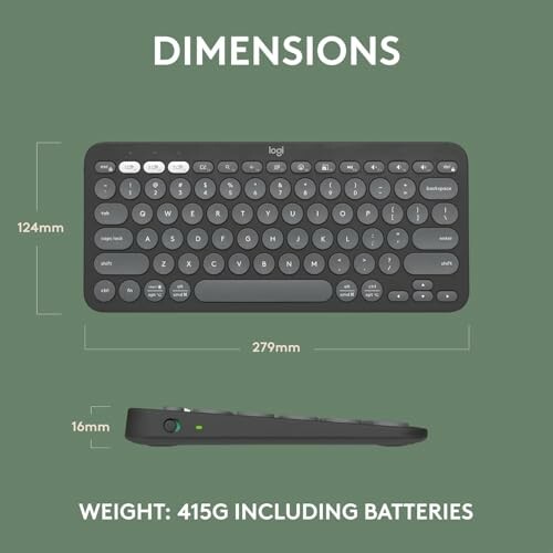 Logitech wireless keyboard dimensions and weight.