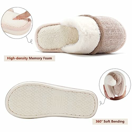 High-density memory foam slippers with soft bending feature.