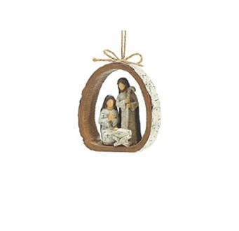 Burton & Burton Birch Bark Ring Holy Family Ornament