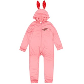 Pink bunny pajamas with hood and ears