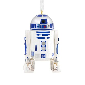 R2-D2 Christmas ornament with blue and white design