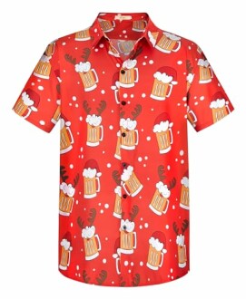 Red shirt with beer mug pattern