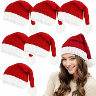 6Pcs Santa Hat Christmas Hats