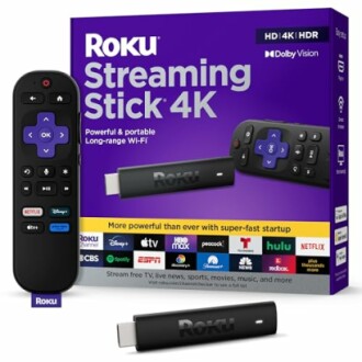 Roku Streaming Stick 4K with remote and packaging.