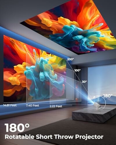 Projector displaying vibrant abstract art.