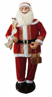 Santa Claus figurine holding a scroll and gift bag