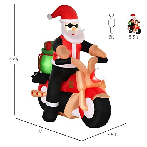 HOMCOM Inflatable Santa Claus Motorcycle