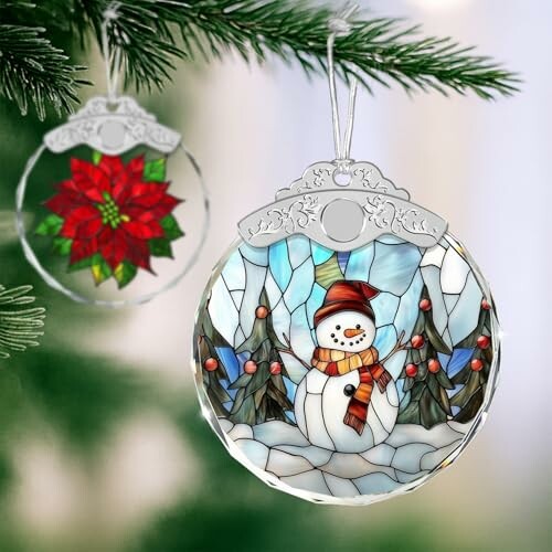 Snowman Stained Glass Ornament