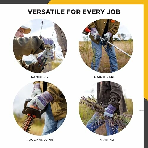 Gloves used for ranching, maintenance, tool handling, and farming.